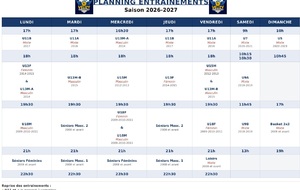 Planning et dates de reprise 2026-2027